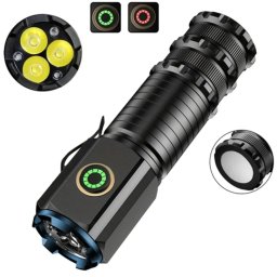 GENETIC® taktikai LED zseblámpa újratölthető USB klip mágneses, 5 üzemmód, IP65