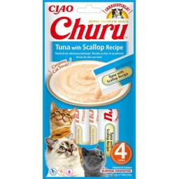 Inaba Cat Churu püré macskáknak (tonhal-fésűkagyló) 4 x 4db