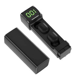 BQC-01 TWS Bluetooth vezeték nélküli fülhallgató töltődobozzal - fekete