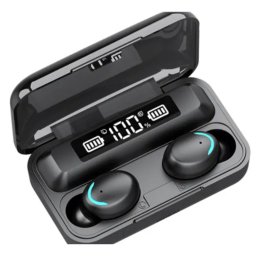 F9-5 TWS Bluetooth vezeték nélküli fülhallgató digitális kijelzővel és töltődobozzal - fekete
