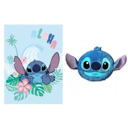 Disney Lilo és Stitch, A csillagkutya Aloha Smile coral fleece takaró és forma párna szett