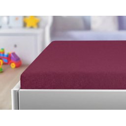 Frottír gumis lepedő gyerekágyhoz PREMIUM 60x120 cm bordó