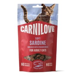 CarniLove Cat Crunchy Snack szardíniával és eperrel macskáknak 50gr