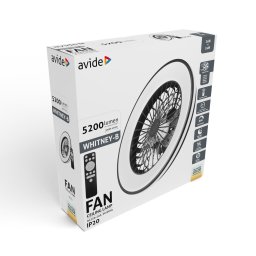 Avide Mennyezeti lámpa ventilátorral Whitney fekete, 2x24W+15W motor, távirányítóval