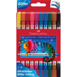 Rostirón, filctoll készlet, kétvégű csillámos Faber-Castell 10 klf. szín