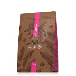 QI COFFEE XXL 200 g instant kávé, pecsétviaszgomba (reishi) és kínai hernyógomba (cordyceps) - Energy