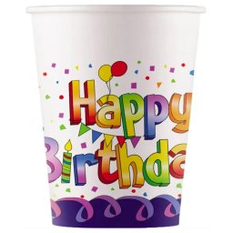 Happy Birthday papírpohár, party pohár 8 DARABOS, 200 ml Nr1