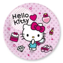Hello Kitty papírtányér, party tányér 8 DARABOS, 23 cm FSC Nr1