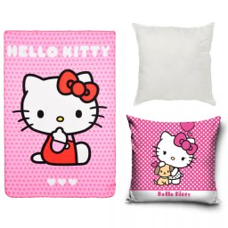 Hello Kitty Adorable Puppy polár takaró, párnahuzat és párna szett 3 db-os