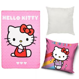 Hello Kitty Adorable Rainbow polár takaró, párnahuzat és párna szett 3 db-os