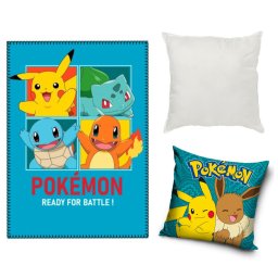 Pokémon Blue Eevee polár takaró, párnahuzat és párna szett 3 db-os