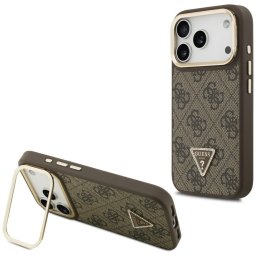 Tojás Guess 4G PU háromszög logó & állvány kamera Magsafe iPhone 17 Pro barna