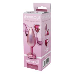 Gleaming Love Anál plug Pearl-fényű, szív alakú ékkővel nagy rózsaszín
