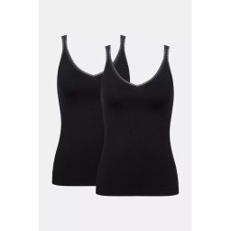 2 pack Sloggi Go Top keskeny vállpántokkal, fekete, organikus pamutból