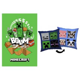 Minecraft Bad Boom polár takaró és párna szett, 2 részes