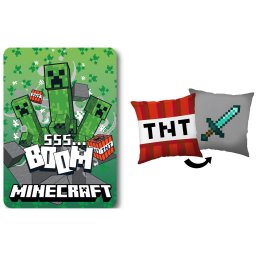 Minecraft Boom TNT polár takaró és párna szett, 2 részes