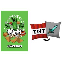 Minecraft Creeper Sword polár takaró és párna szett, 2 részes