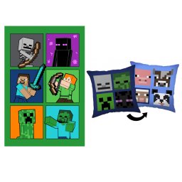 Minecraft Fight Mobs polár takaró és párna szett, 2 részes