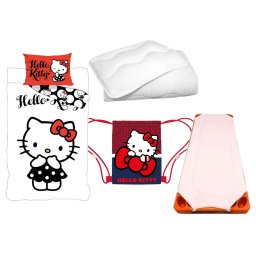 Hello Kitty Black Dress gyerek, ovis ágyneműhuzat, derékalj, tornazsák és paplan/párna szett 100x135 cm 40x60 cm