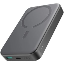 Joyroom JR-W020 Powerbank / külső akkumulátor, USB-A port, USB-C port, MagSafe kompatibilis, USB-C-USB-C, 0.25m kábellel, 10000mAh, 20W, fekete