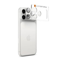 Spigen Glas.tR EZ Fit Apple iPhone 17 Pro Max tempered glass kameravédő üvegfólia felhelyező kerettel, ezüst