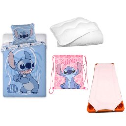Disney Lilo és Stitch, A csillagkutya Whirlwind Pink Paradise gyerek, ovis ágyneműhuzat, derékalj, tornazsák és paplan/párna szett 100x135 cm 40x60 cm