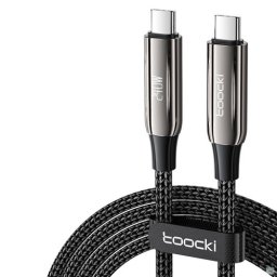 Thunderbolt 3, USB4 USB-C kábel 5A, 240W, 480Mbps fonott, 1m fekete