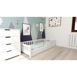 Gyermek Montessori ágy PINELO 90 x 200 cm, fehér Ágyrács: Lamellás ágyrács, Matrac: Deluxe 10 cm matrac