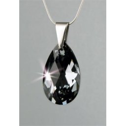 ART CRYSTELLA Nyaklánc, esőcsepp formájú, Black Diamond SWAROVSKI(R) kristállyal, 16mm, ART CRYSTELLA(R)