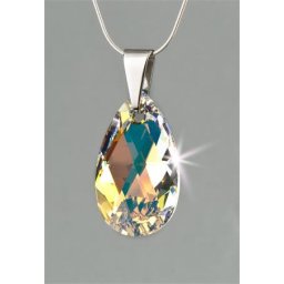 ART CRYSTELLA Nyaklánc, esőcsepp formájú, színjátszós fehér SWAROVSKI(R) kristállyal, 16mm, ART CRYSTELLA(R)