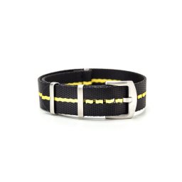 WB Original prémium Nato óraszíj, fekete/sárga, 20mm