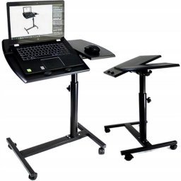 Prémium laptoptartó állvány, állítható magasság, gurulós, dönthető, 80 cm