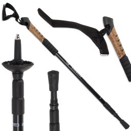 2 db-os trekking túrabot készlet, 3 különböző fejjel, 64-135 cm, fekete