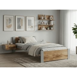 Ágy IKAROS 90 x 200 cm, tölgy artisan/szürke Ágyrács: Ágyrács nélkül, Matrac: Coco Maxi 20 cm matrac