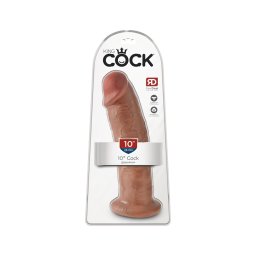 King Cock 10 - nagy tapadókorongos dildó (25 cm) - sötét natúr