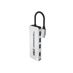 Green Cell USB-C 4 az 1-ben HUB (4×USB 3.0) - 5 Gbps átviteli sebesség, alumínium tokkal