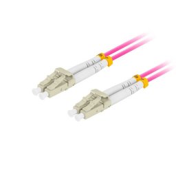 LANBERG optikai patch kábel MM LC/UPC-LC/UPC duplex 1m LSZH OM4 50/125 átmérő 3mm, magenta színben