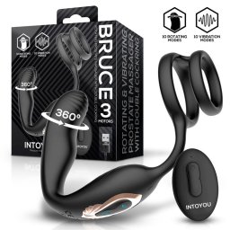 IntoYou - Bruce forgófejes prosztatavibrátor here és péniszgyűrűvel, távirányítóval