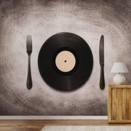Öntapadó fotótapéta vinyl tányér evőeszközökkel