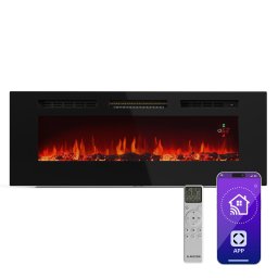 Klarstein Galeras Smart Intelligens elektromos kandalló, 2 hőmérséklet beállítás, 16 - 30°, LED lángillúzió, IOT csatlakozási lehetőség (GDW24-GlrsS-EF-127B)