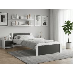 IKAROS ágy 90 x 200 cm, antracit/fehér Ágyrács: Lamellás ágyrács, Matrac: Matrac nélkül