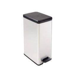 Szemeteskuka pedlos fmhats manyag 40 literes "Slim Bin" Curver fekete/ezst
