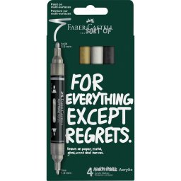 Akril marker kszlet, ktvg MULTIMARK klasszikus sznek Faber-Castell fehr, ezst, arany, fekete 4klf. szn