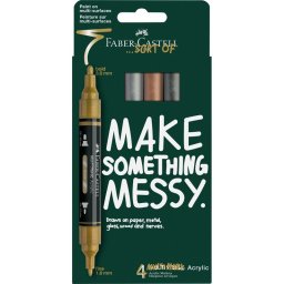 Akril marker kszlet, ktvg MULTIMARK metlsznek Faber-Castell arany, ezst, rz, aclszrke 4klf. szn