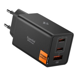 Spigen Essential EE472EU 2xUSB-C-USB-A 3-portos hálózati töltő adapter, 67W, fekete