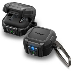 Spigen Lock Fit Samsung Galaxy Buds 4 / Buds 4 Pro tok karabinerrel, Black, fekete