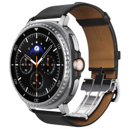 Spigen Enzo Samsung Galaxy Watch 8 / Watch 8 Classic (40/44/46mm) bőr szíj, fekete-barna