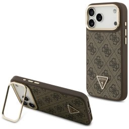 Tojás Guess 4G PU háromszög logó & állvány kamera Magsafe iPhone 17 Pro Max barna