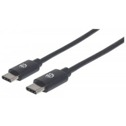 MANHATTAN Hi-Speed USB-C kábel, C típusú csatlakozóból C típusú csatlakozóba, 2m, fekete, fekete