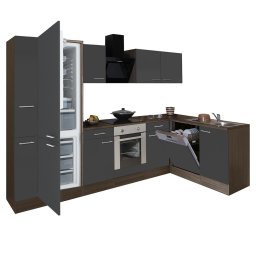 Yorki 310 sarok konyhabútor alsó sütős, alulfagyasztós hűtős kivitelben, munkalap nélkül